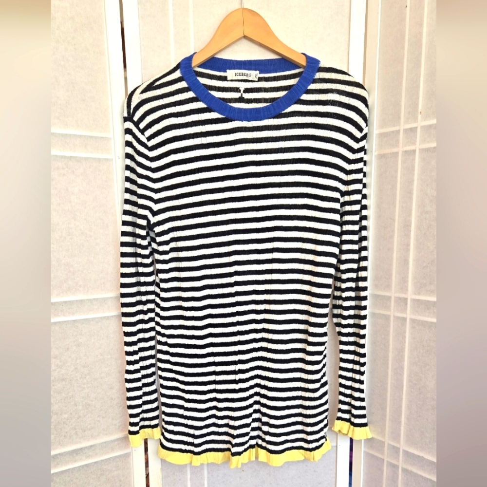 ISEBERG  white black striped sweater viscose